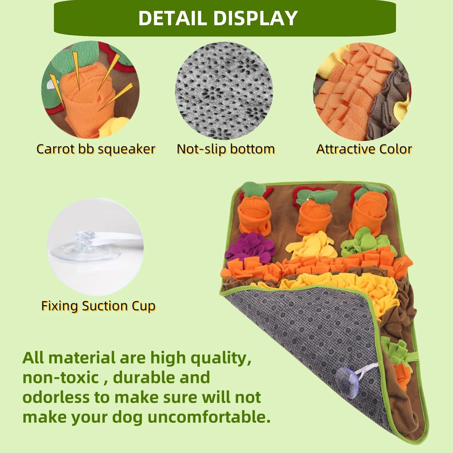 Pet Snuffle Mat for Dogs,Interactive Puzzle Dog Food Mat, Cat Doggies Interactive Puzzle Toys for Multiple Breeds Encourages Natural Foraging Skills(32×20inch)