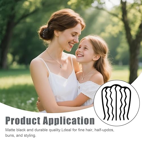 Miniatura 5 de Paquete de 9 peines laterales para el cabello con giro francés, clip de horquilla de metal en forma de U para mujer, moño francés y moño, peine