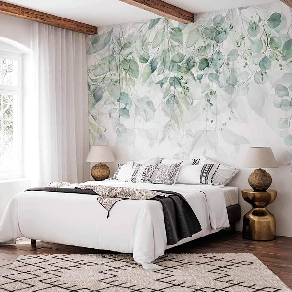 decomonkey - Papier Peint Panoramique Plante 350x256 cm - Décoration murale moderne – Tapisserie décorative pour chambre salon - Couleurs arbres jungle forêt feuilles nature tendances - 4