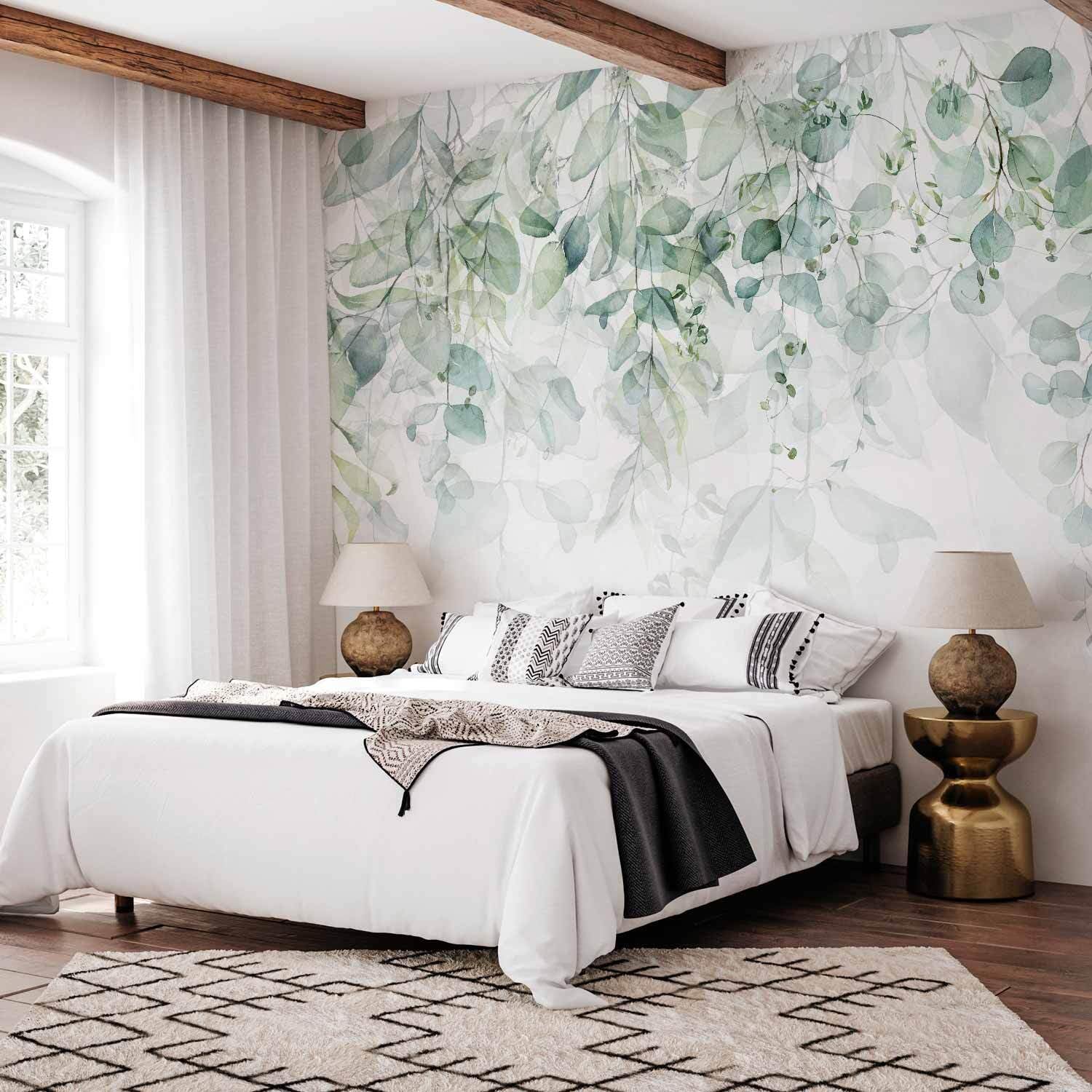 decomonkey Papier Peint Panoramique Intissé Plante 350x256 cm - Motif Jungle et Feuilles Nature Tendance, Décoration Murale Salon Chambre - Facile d’entretien, résistante aux UV - 7 Lés