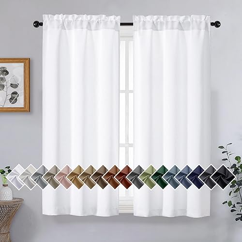 Miniatura 90 de OVZME Cortinas opacas turquesa para tratamiento de ventanas pequeñas, cortinas cortas con bloqueo de luz para ventana de cocina sobre el fregadero,