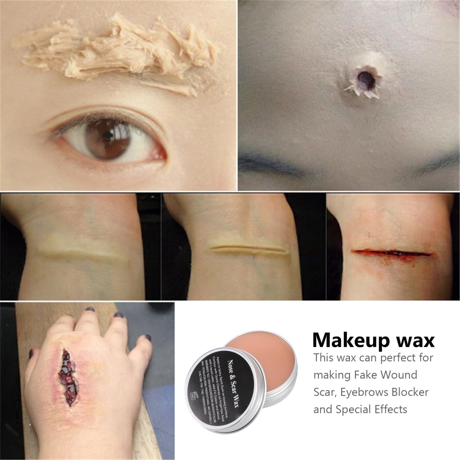 Luxshiny Sangre Falsa Para La Boca Kit De Maquillaje De Halloween Kit De Maquillaje De Cicatriz Masilla Facial Para Efectos Especiales Kits De Maquillaje De Halloween Modelado Ojo Falso