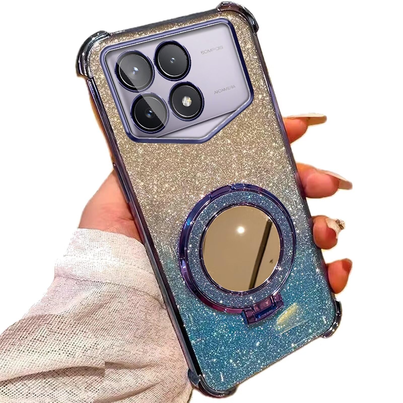 Luxury With Bracket Glitter Case For Xiaomi Redmi Note 13 Pro 12 12S 13C 11 11S 10S 9S Case For POCO X6 M6 M5S Case Holder Cover - 202192403