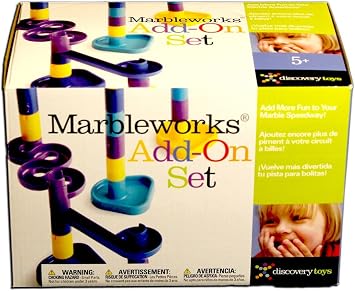 Discovery Toys MARBLEWORKS Add-On Set | Additional Pieces Compatible with Our Starter, Deluxe, Ultra Deluxe Sets (Not Included) | with 30 Colorful Posts, 2 Bases, 3 Ramps, 6 Marbles