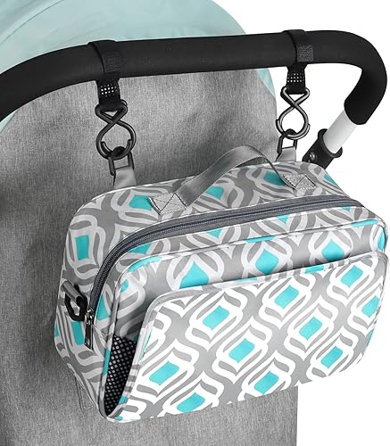 Miniatura 13 de Accmor Organizador de cochecito, organizador universal para cochecito con bolsillo aislado para portavasos y bolsa de cochecito de gran capacidad,