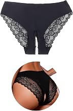 ohyeahlady Open Panties Women Curvy Lingerie Large Sizes Women's Sexy Underwear Seamless Briefs Lace String Thong Seamless Hipster Crotch Open Stretch Underwear Oversized Briefs