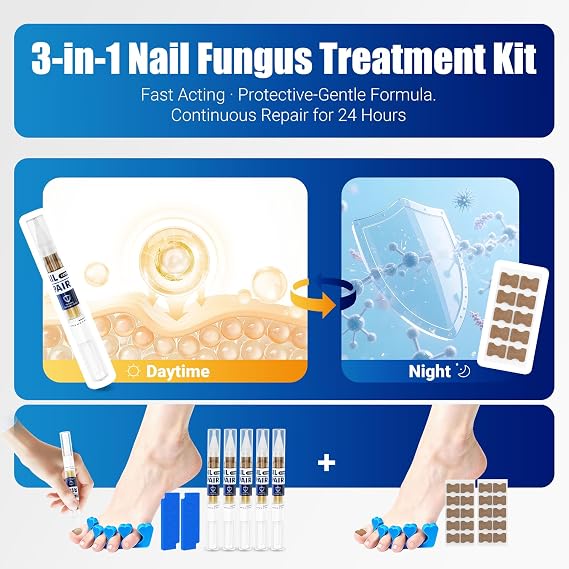 Toenail Fungus Treatment Extra Strength Pen for Damaged Toenail | More Pure Natural Plant Extracts, Toe Nail Fungus Renewal Patches & Toe Spacers for Damaged Nail for Women and Men