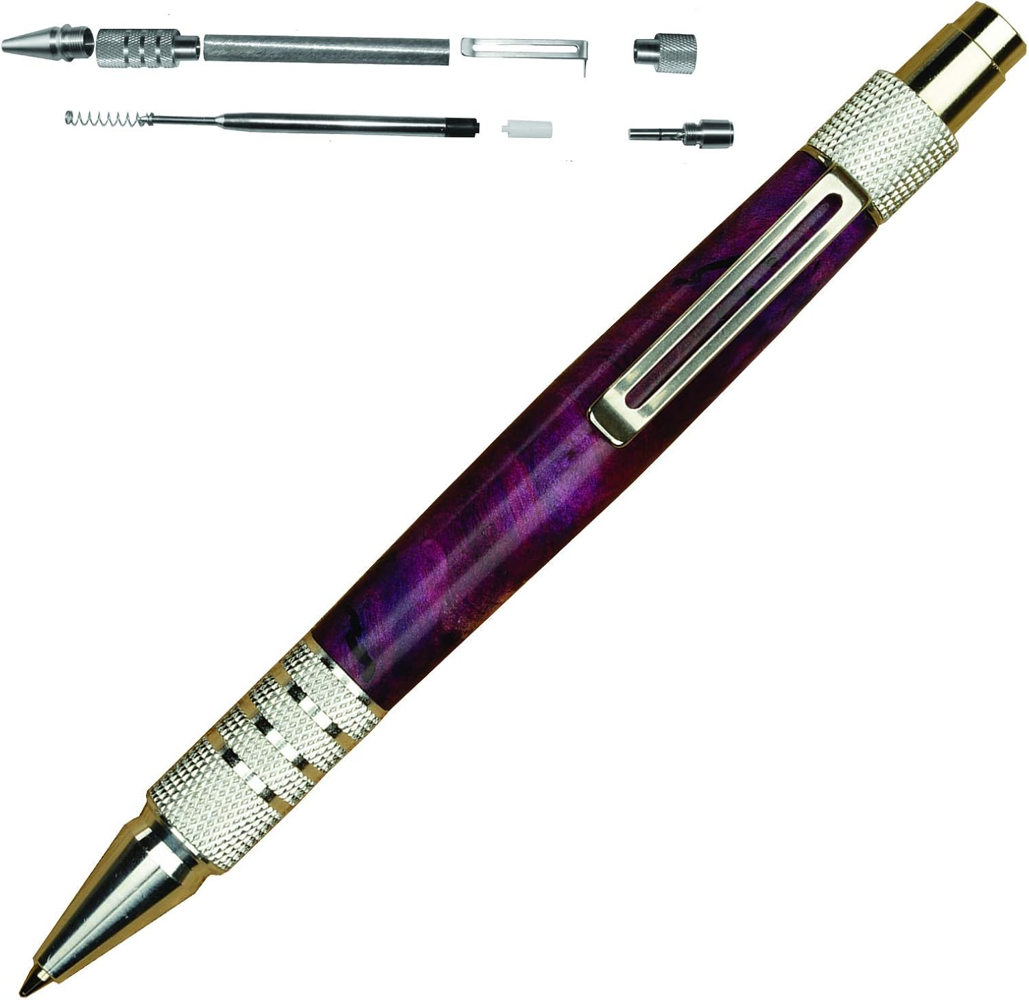 Penn State Industries PKEDCDST DuraClick EDC Click Ballpoint Pen Kit Woodturning Project (5, Stainless Steel)