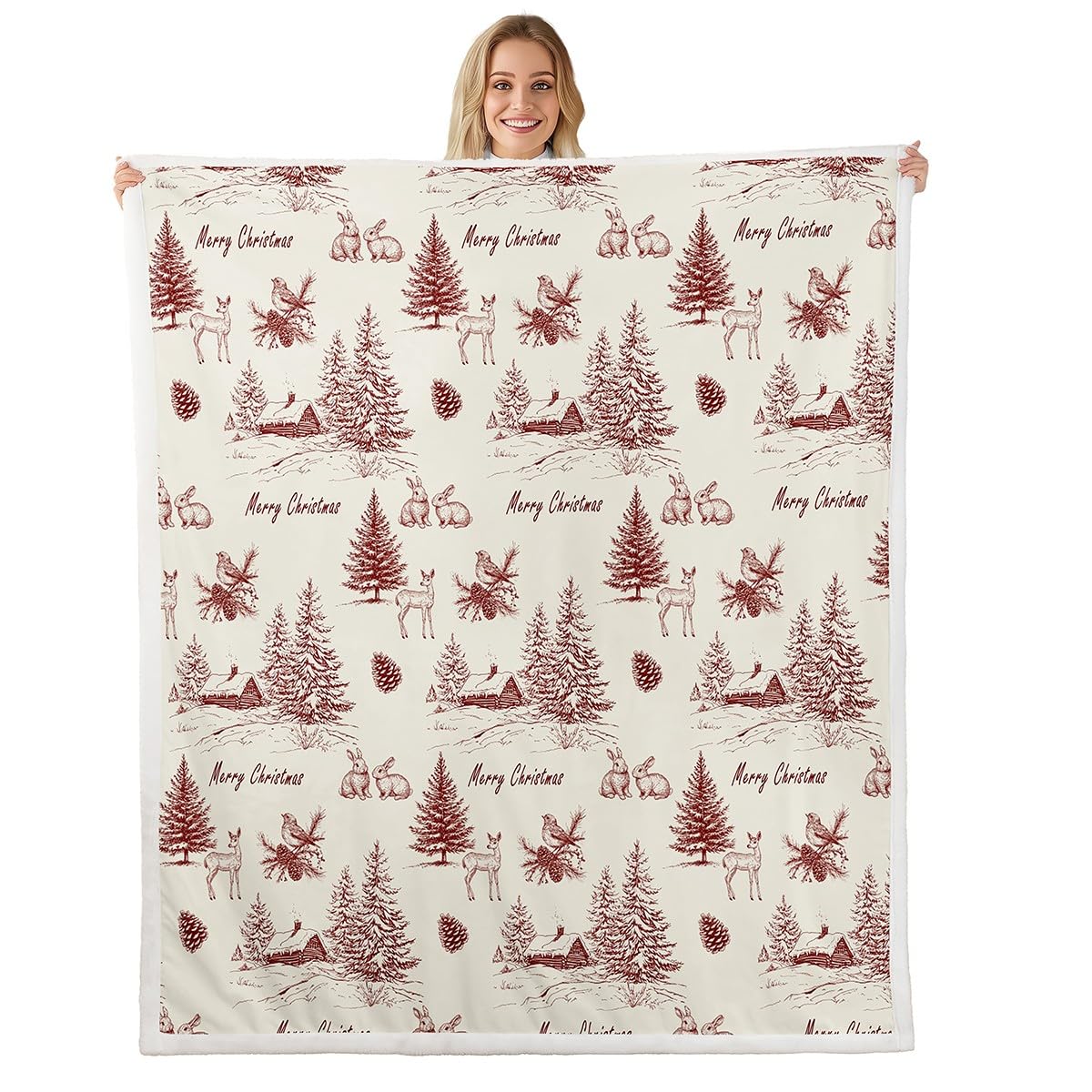 Couverture polaire de Noël plaid vintage 150x200 cm idée cadeau idéal pour toute la famille