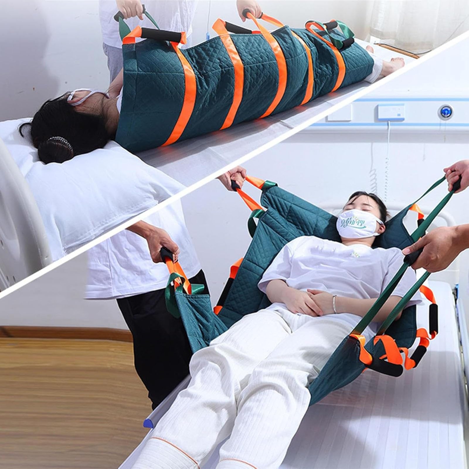 Almohadilla de cama de posicionamiento con asas, sábanas de deslizamiento reutilizables, para pacientes postrados en cama de hospital, tabla de transferencia de giro, elevación y reposicionamiento
