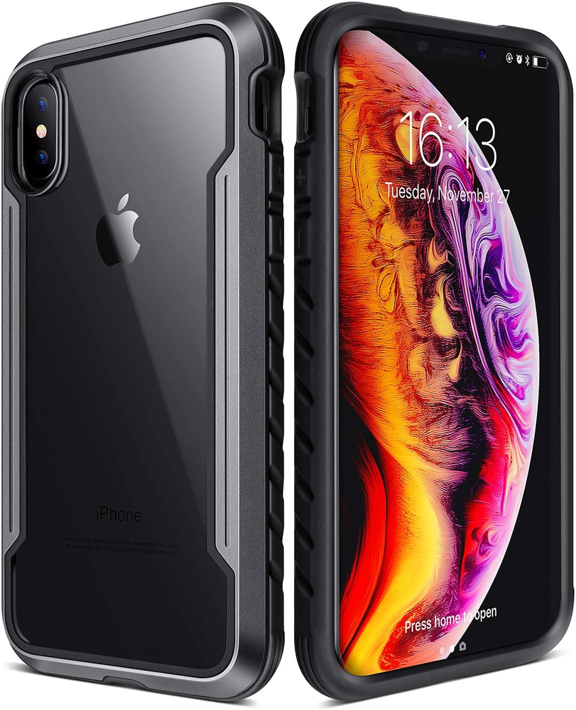 iPhone X & iPhone Xs Case, XchuangX Defender iPhone Case Anodized Aluminum, TPU, Clear PC, Military Grade Machined Metal Protective Case for Apple iPhone Xs, iPhone X, iPhone 10 (Black)