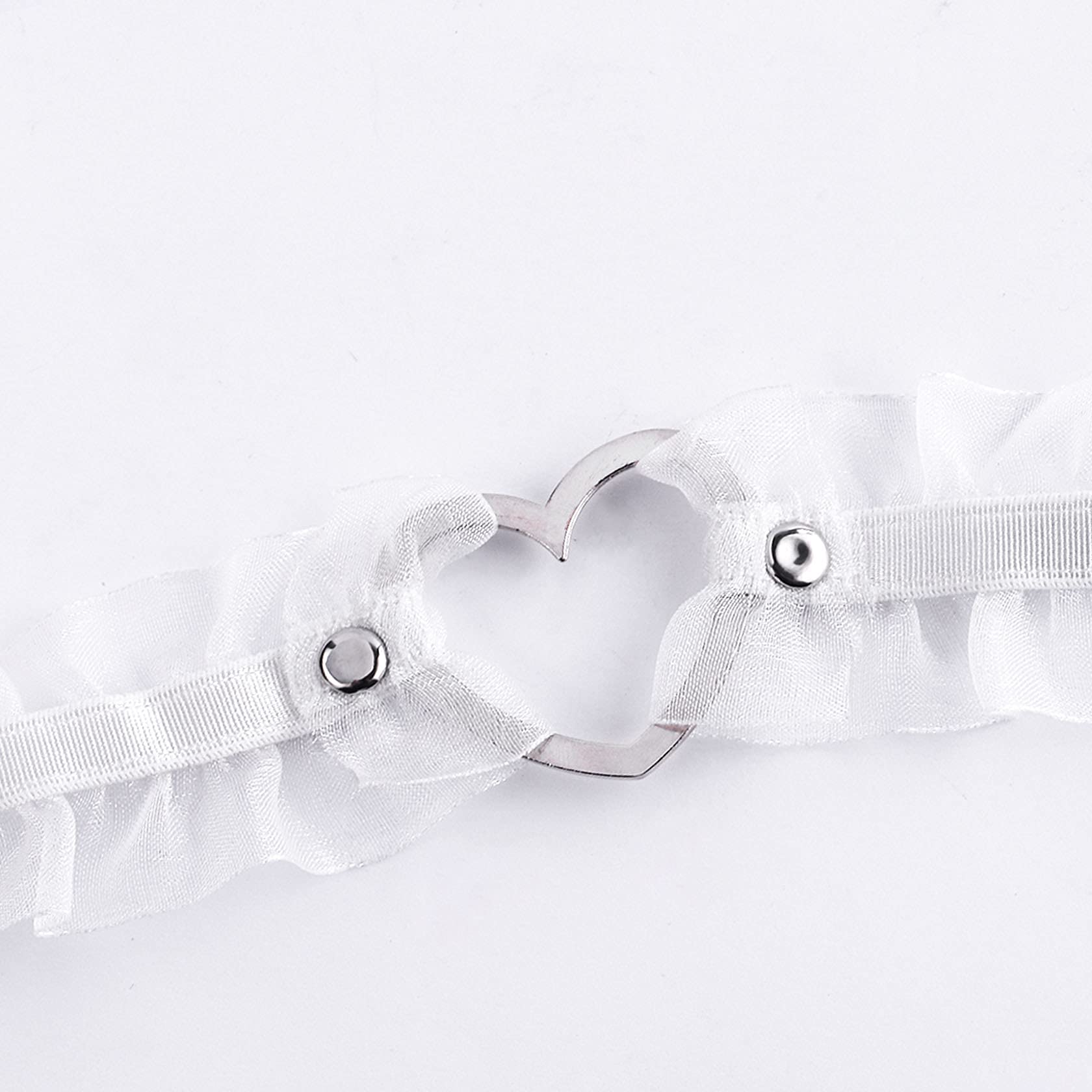 MILAKOO Black Punk Choker Charm Stretch Gothic Tattoo Chokers Necklace and Bracelet Set for Women: B-white