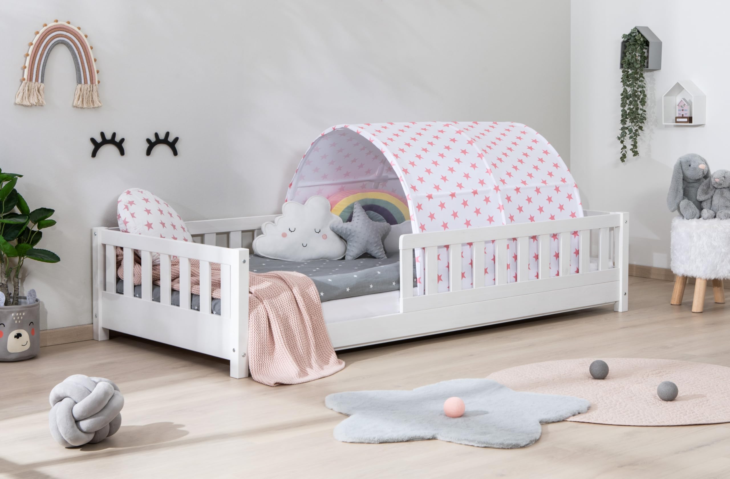TiCAA Spiel- und Betttunnel, Kinderzelt, Kindertunnel für Jungs & Mädchen Spielzelt für Bodenbett, Hochbett, Etagenbett und Einzelbett 90x200cm