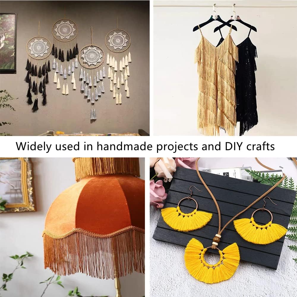 10 Yard 6 Inch Wide Fringe Tassel Trim for Sewing Crafts Clothes Curtains, Sewing Trim for Latin Wedding Dress DIY Lamp Shade Decoration