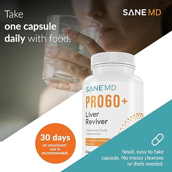 Sane MD PRO60+ Liver Reviver, Liver Supplement for Women 60+, 60 Capsules
