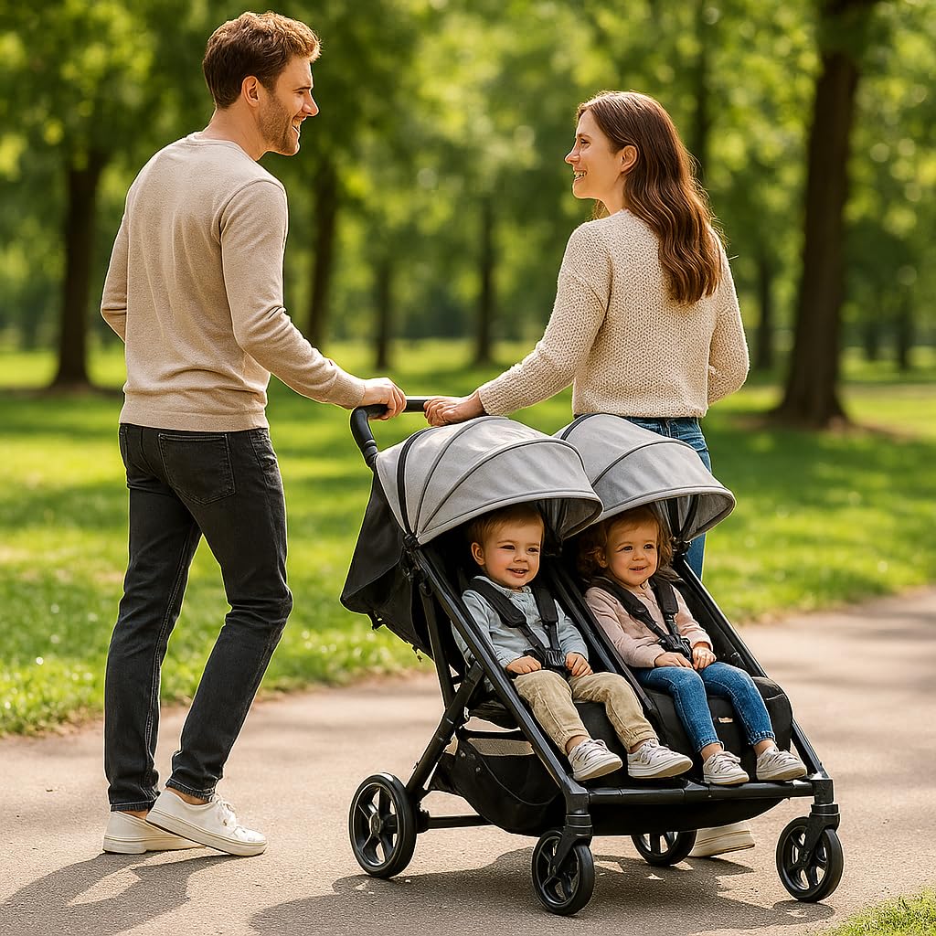 ACTIVE TWIN Poussette jumeaux ou enfants rapprochés largeur 74 cm Gris