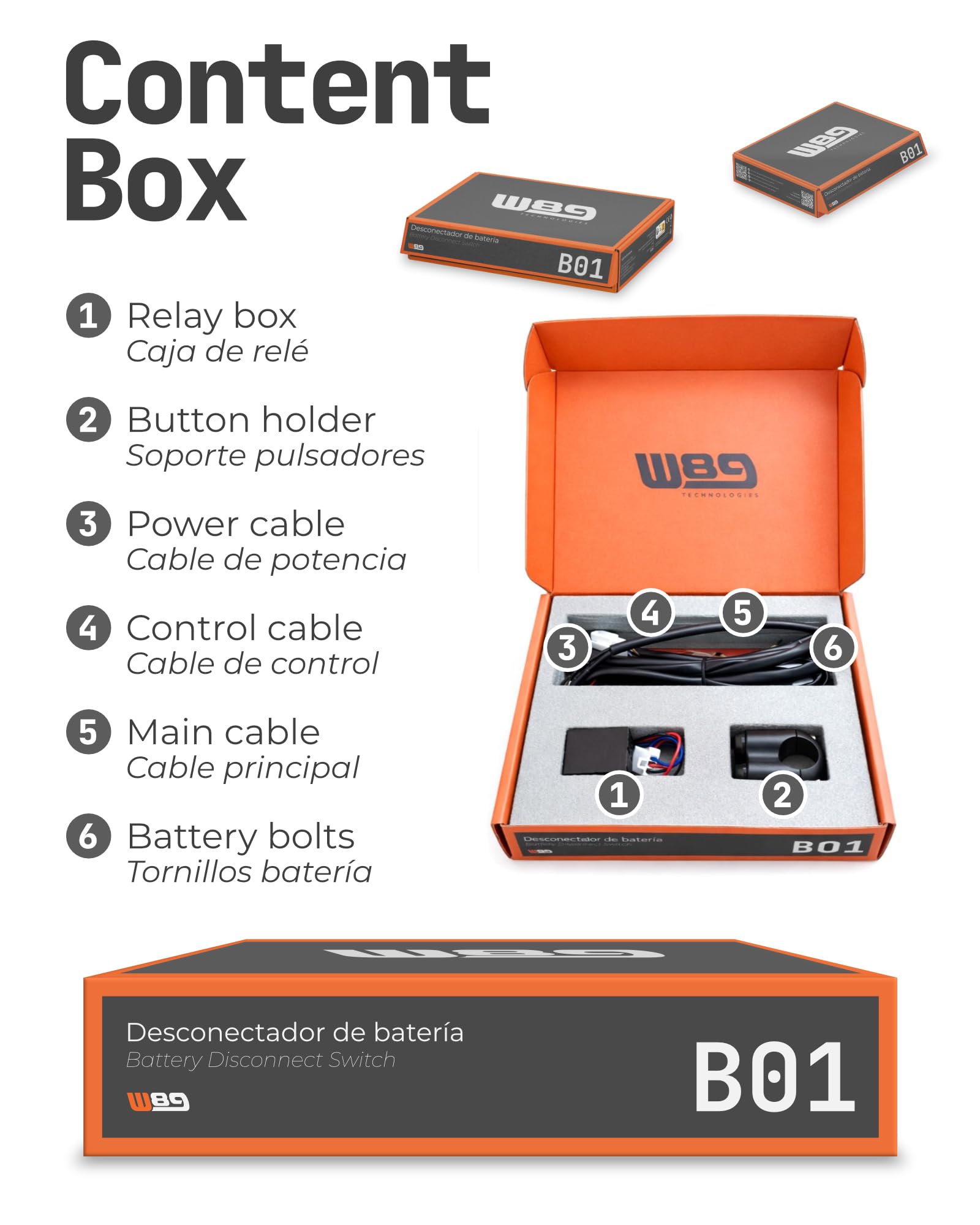 W89 Staccabatteria 12V 100A 0W – Interruttore Intelligente Plug & Play con Pulsanti su Supporto per Manubrio – Senza Consumo per Moto e Auto d’Epoca – Rosso