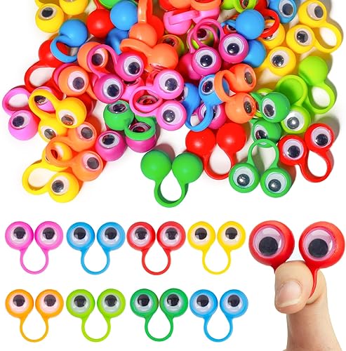 3 otters 48 anillos de globo ocular, ojos de marioneta de dedo, dedo de monstruo, globo ocular ondulante, anillos de ojos para niños, cumpleaños,
