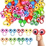 3 otters 48PCS Eyeball Rings, Finger Puppet Eyes Monster, Finger Wiggly Eyeball Rings for Kids Birthday Gifts, Valentines Day Classroom Exchange Gifts, Valentines Party Favors, Classroom Rewards