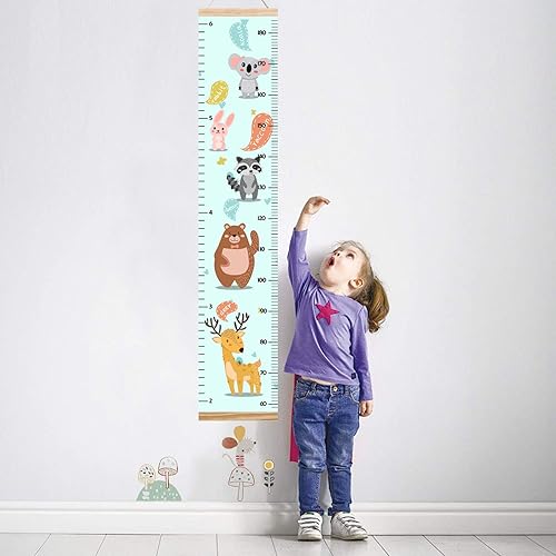 Miniatura 2 de Tabla de crecimiento de animales para niños, tabla de altura del bebé, reglas de medición de altura de lienzo para niños y niñas (animales 4)