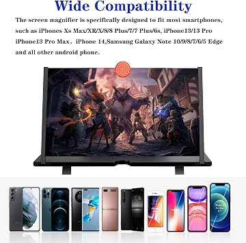 Cep Telefonu için 14 inç Ekran Büyüteç - Filmler, Videolar ve Oyunlar için Cep Telefonu 3D HD Büyüteç Projektör Ekran Büyütücü - Ekran Amplifikatörlü Katlanabilir Telefon Standı - Tüm Telefonlarla