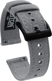 20mm Cool Grey - BARTON Canvas Quick Release Watch Band Straps - Choose Color & Width - 18mm, 20mm, or 22mm - Black PVD Buckle