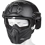 VPZenar Airsoft Helmet and Mask, Black Tactical Helmet Airsoft Helmet with NVG Mount, Airsoft Mask Full Face with Detachable Anti Fog Gray Goggles,Tactical Airsoft Gear