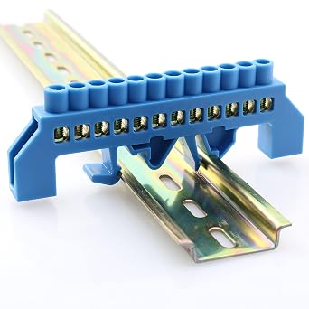 Terminal Block Terminal Bus Bar 12 Positions Screw Brass Terminal Grounding Strip Block DIN Rail Type Bottom Seat