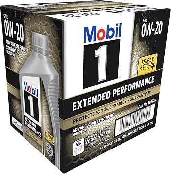 Mobil 1 Extended Performance Full Synthetic Motor Oil 0W-20, 1 QT (6 Pack) | 20,000-Mile Protection | Extreme Temp Control | Triple Action Formula