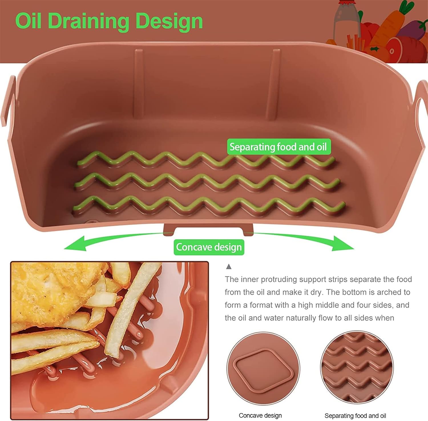 2Pcs Air Fryer Silicone Pot 8 Inch Silicone Air Fryer Liners Basket Food Safe Non Stick Air Fryer Accessories Reusable Replacement Parchment Air Fryer Liner Paper Fits 3.6 To 6.8QT Air Fryer Square : Home & Kitchen