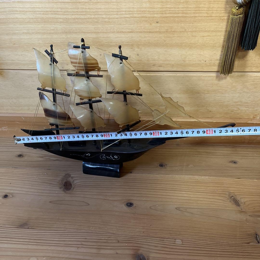 ビンテージ　水牛の角　帆船　オブジェ(インテリア) 置物 ビンテージ 水牛の角 帆船 オブジェ(インテリア) 置物