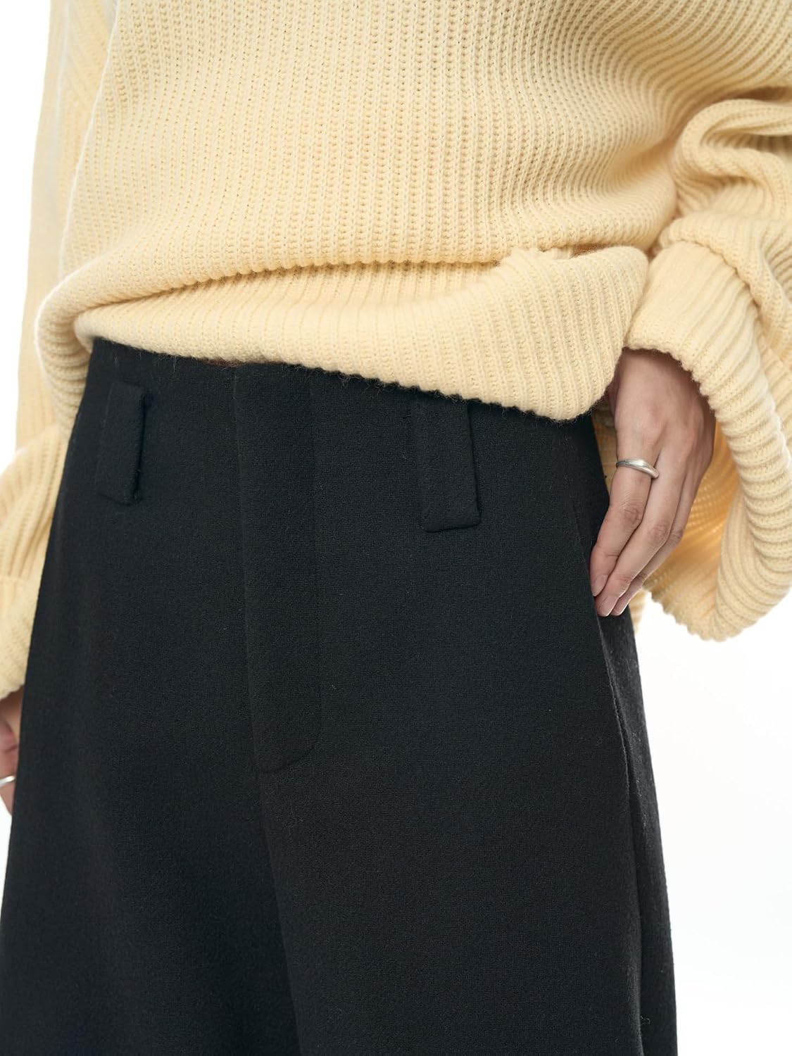 Women's Wool Pants Spring Korean-Style Retro Loose Dress Trousers