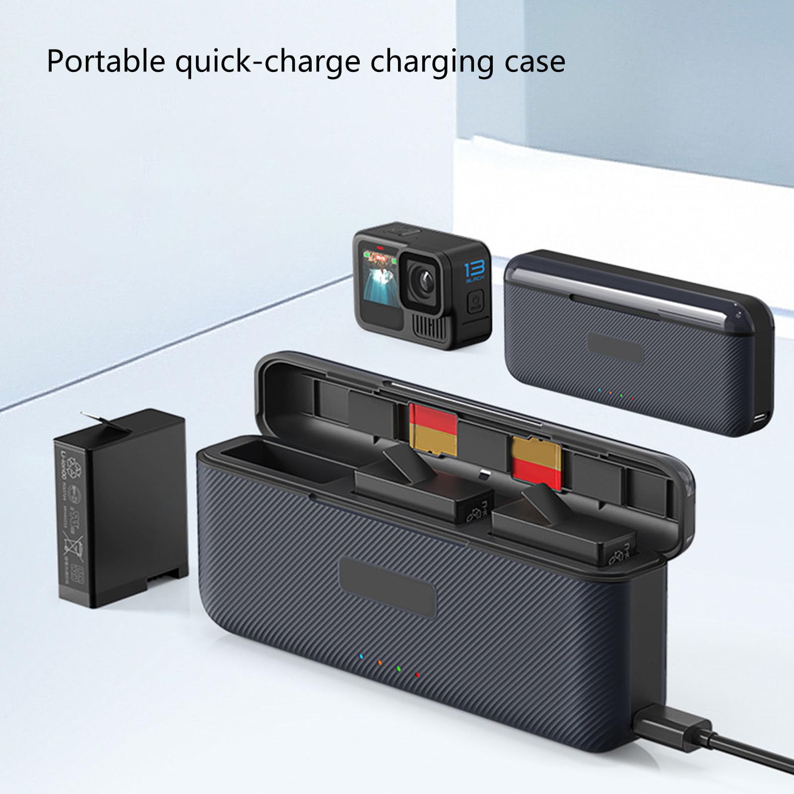 Charge rapide pour 13 avec fente pour carte USB de type C Quick PD3.0/PD2.0 3 batteries Charge simultanée Fast Box Batterie