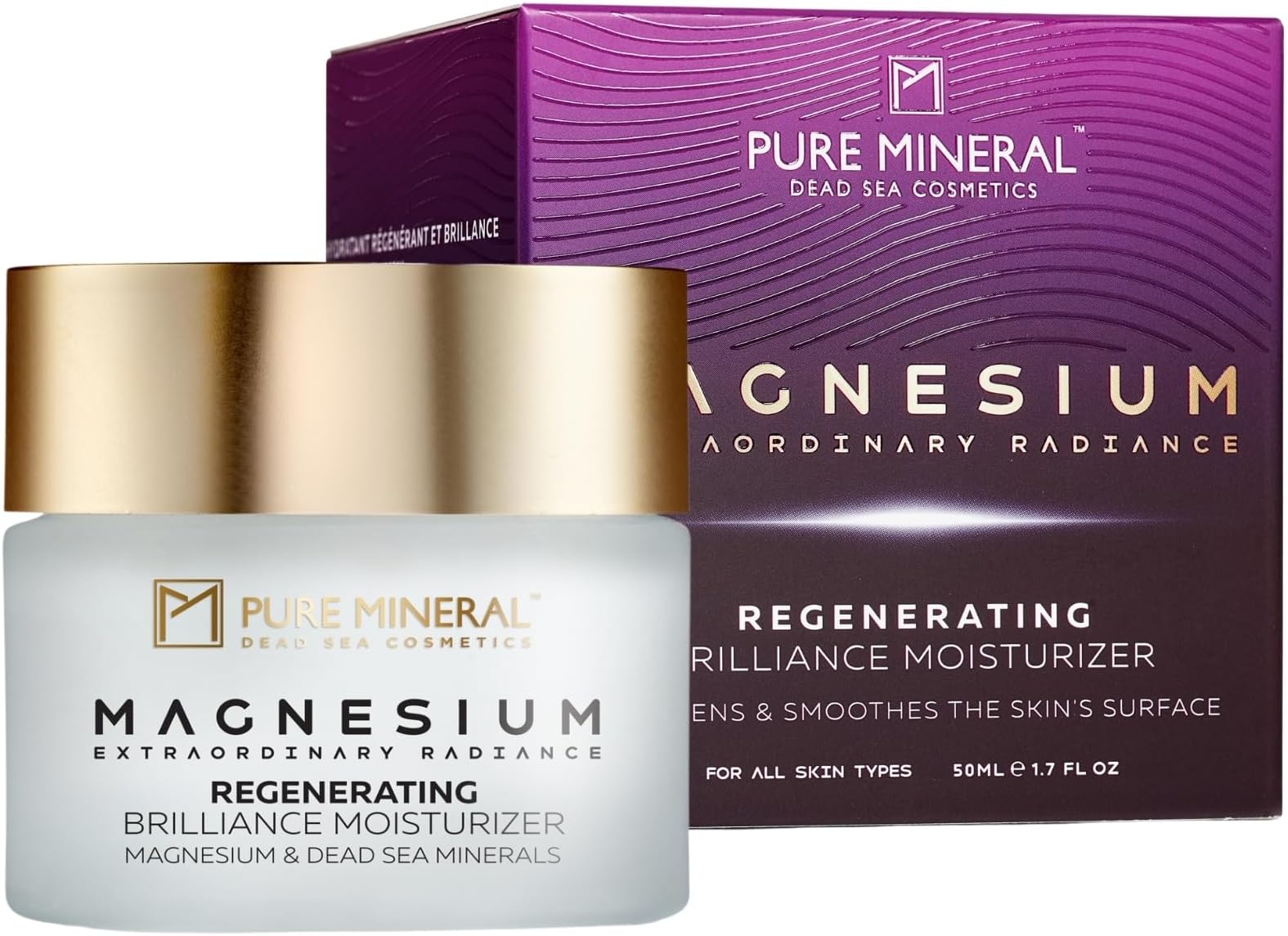 Pure Mineral - Regenerating Magnesium Face Cream - Radiance, Deep Hydration, Anti-Ageing - Dead Sea Minerals, Niacinamide, Collagen - Free from Silicones, Sulphates, Parabens - 50ml