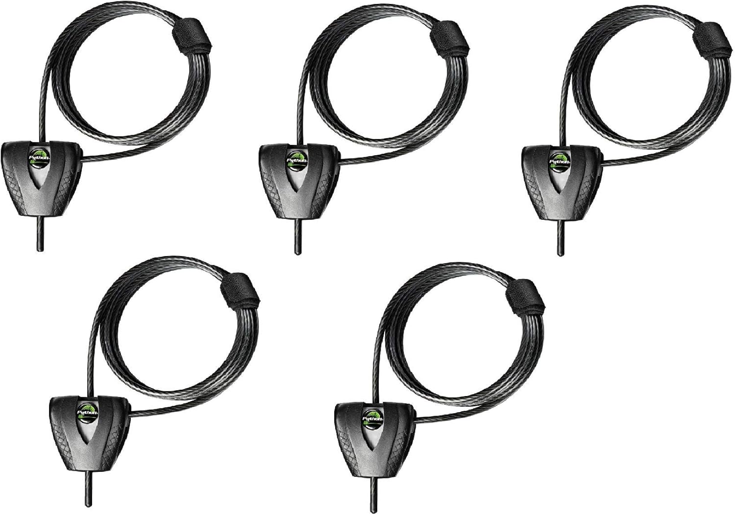 Master Lock 8417D 6ft. x 3/16in. Python Adjustable Locking Cable, Black, 6' X 3/16-Inch, 5 Pack