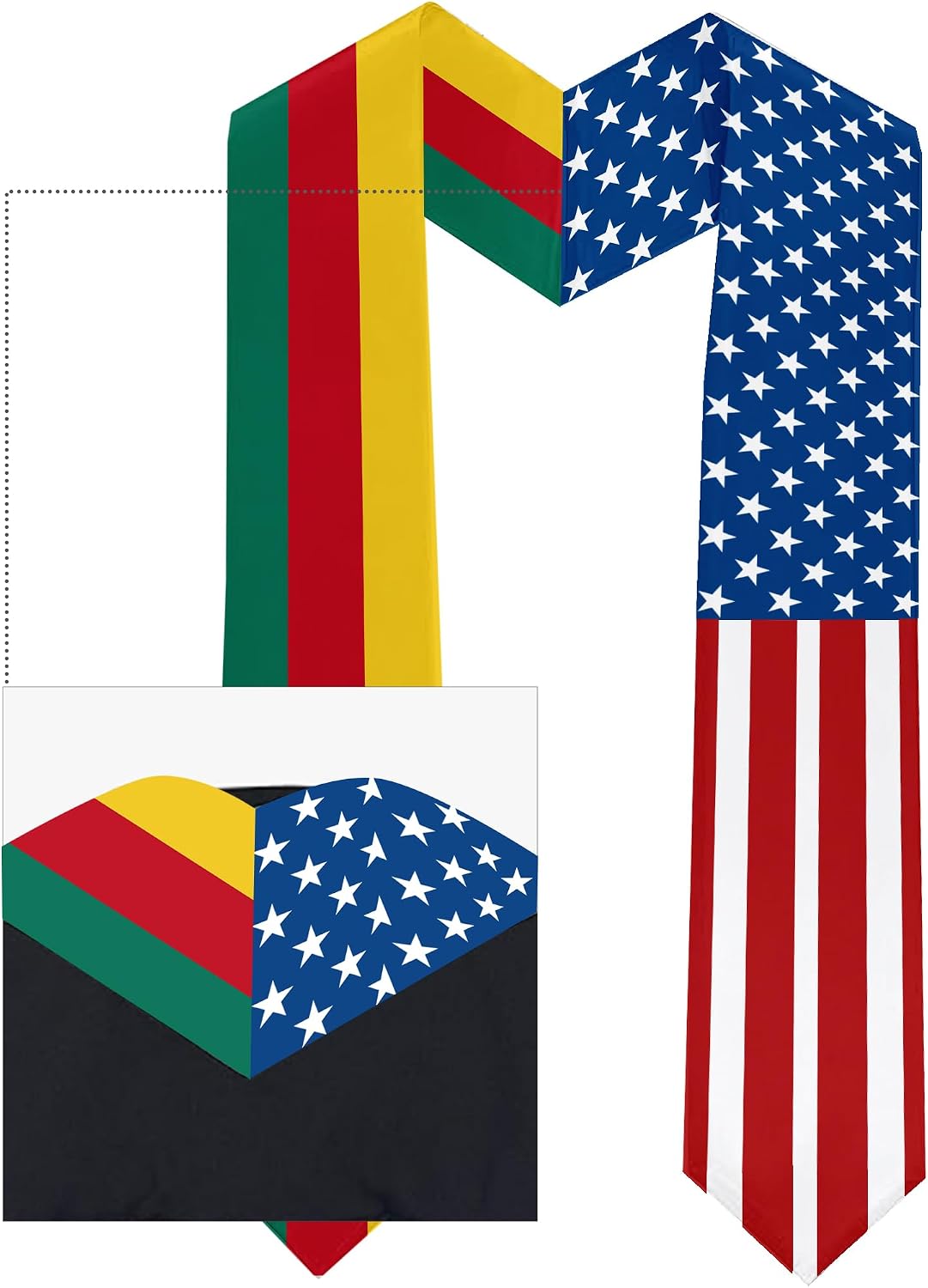 2026 Cameroon Flag and USA Flag Graduation Stole Graduation Sash Class of 2026 Graduation Scarf for International Student (Baccalaureate Gown and Hat Not Included)