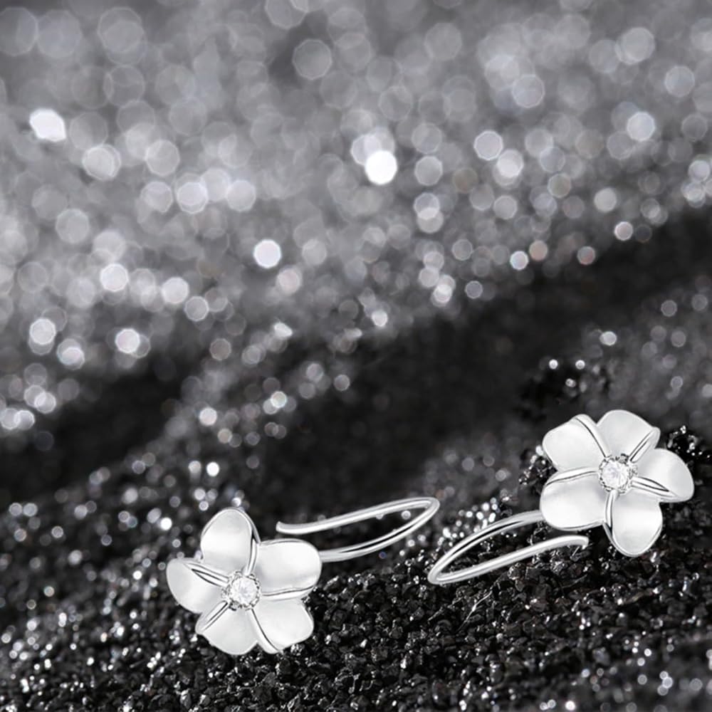 925 Sterling Silver Dangle Earrings for Women 2025 Trendy Diamond Encrusted Birthstone Anniversary Wedding Jewelry Gifts for her