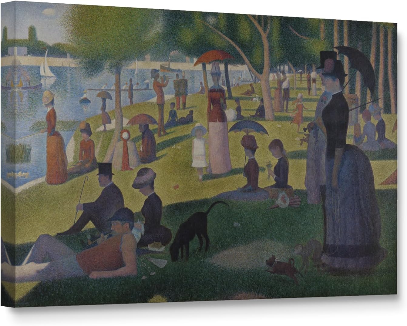 Niwo ART - A Sunday Afternoon on the Island of La Grande Jatte, World's Most Famous Paintings Series, Canvas Wall Art Home Decor, Gallery Wrapped, Stretched, Framed Ready to Hang (18"x12"x1.5")
