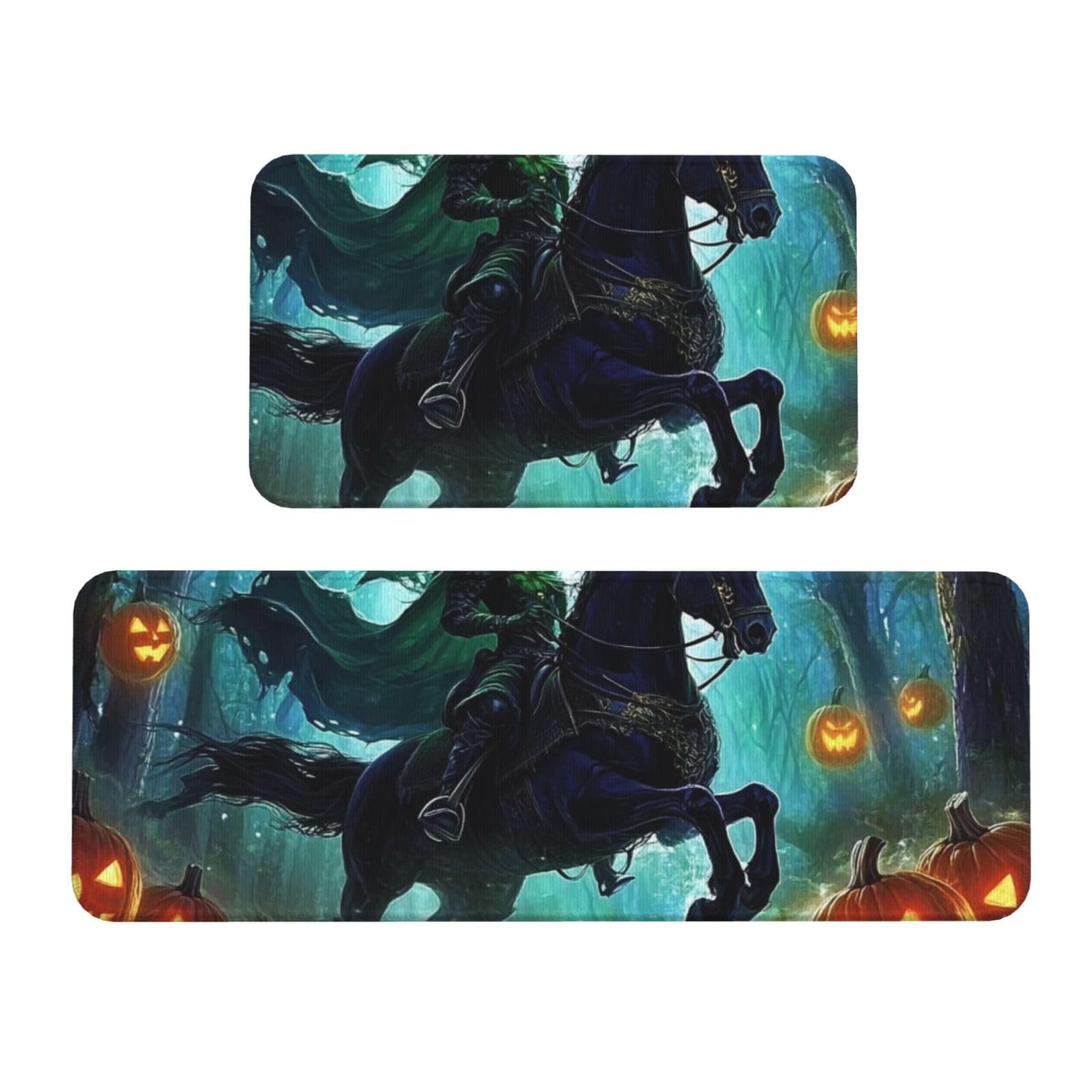 Tapetes de cocina lavables con diseño de calabaza espeluznante para decoración de Halloween