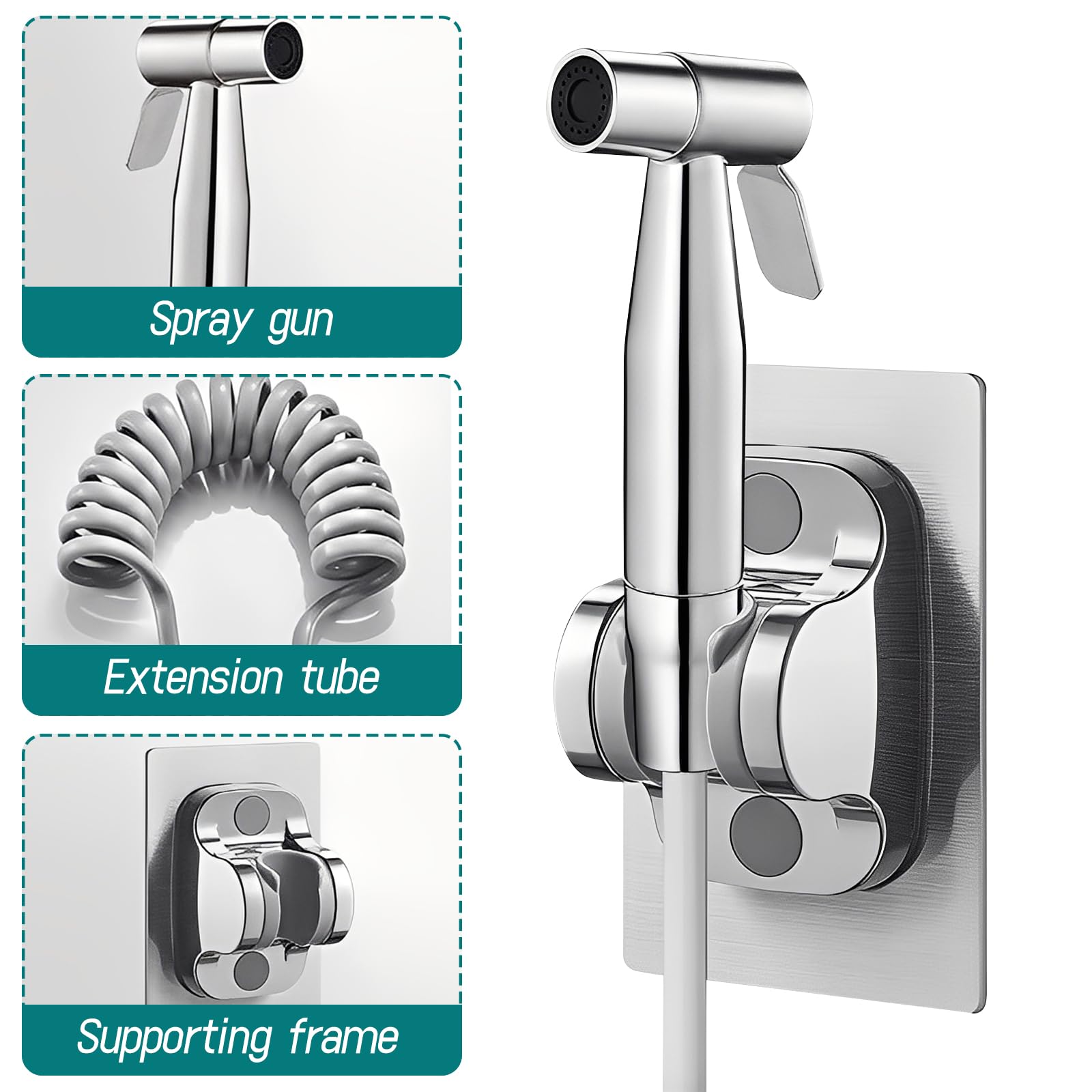 Doccetta Per Bidet In Acciaio Inox Con Tubo 3 M – Set Completo Con Supporto, Attacco G1/2 Per Pulizia Bagno, Animali E Pannolini