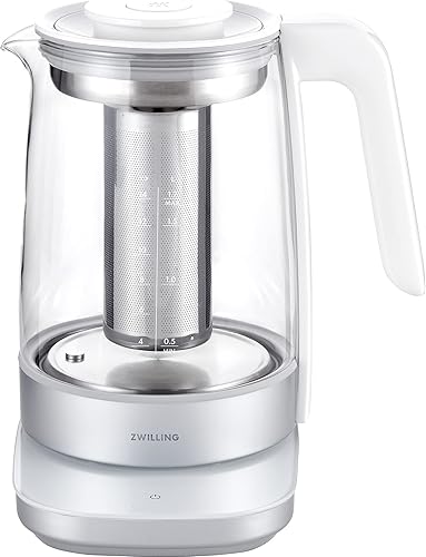 ZWILLING Enfinigy - Hervidor de vidrio de 1.7 L, tetera de té, 6 temperaturas preestablecidas para la taza perfecta, temporizador de té, color