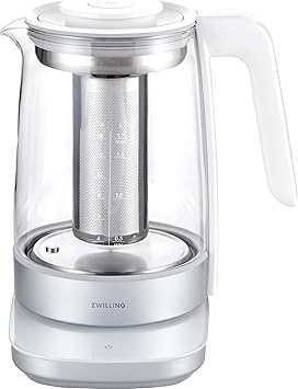 ZWILLING Enfinigy Glass Kettle 1.7L, Tea Kettle, 6 Preset Temps for the Perfect Cup, Tea Timer, Silver