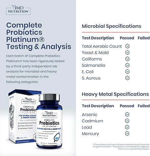 Miniatura 2 de 1MD Complete Probiotics Platinum  Apoya la salud digestiva  con prebióticos nutritivos, 51 mil millones de UFC vivos, 11 cepas, sin lácteos  30