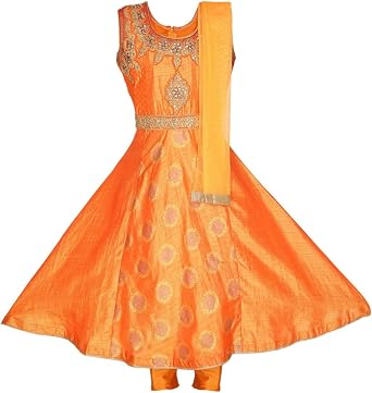 Ashwini Girls Indian Ethnic Salwar Suit with Neck Embroidery Work | Readymade Indian Kids Ethnic Salwar Suit