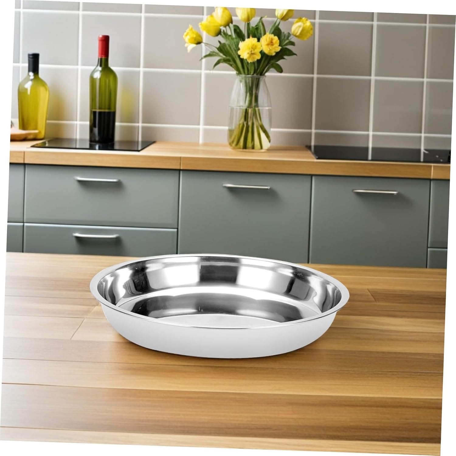 Stainless Steel round Barbecue Plate Food Storage Tray