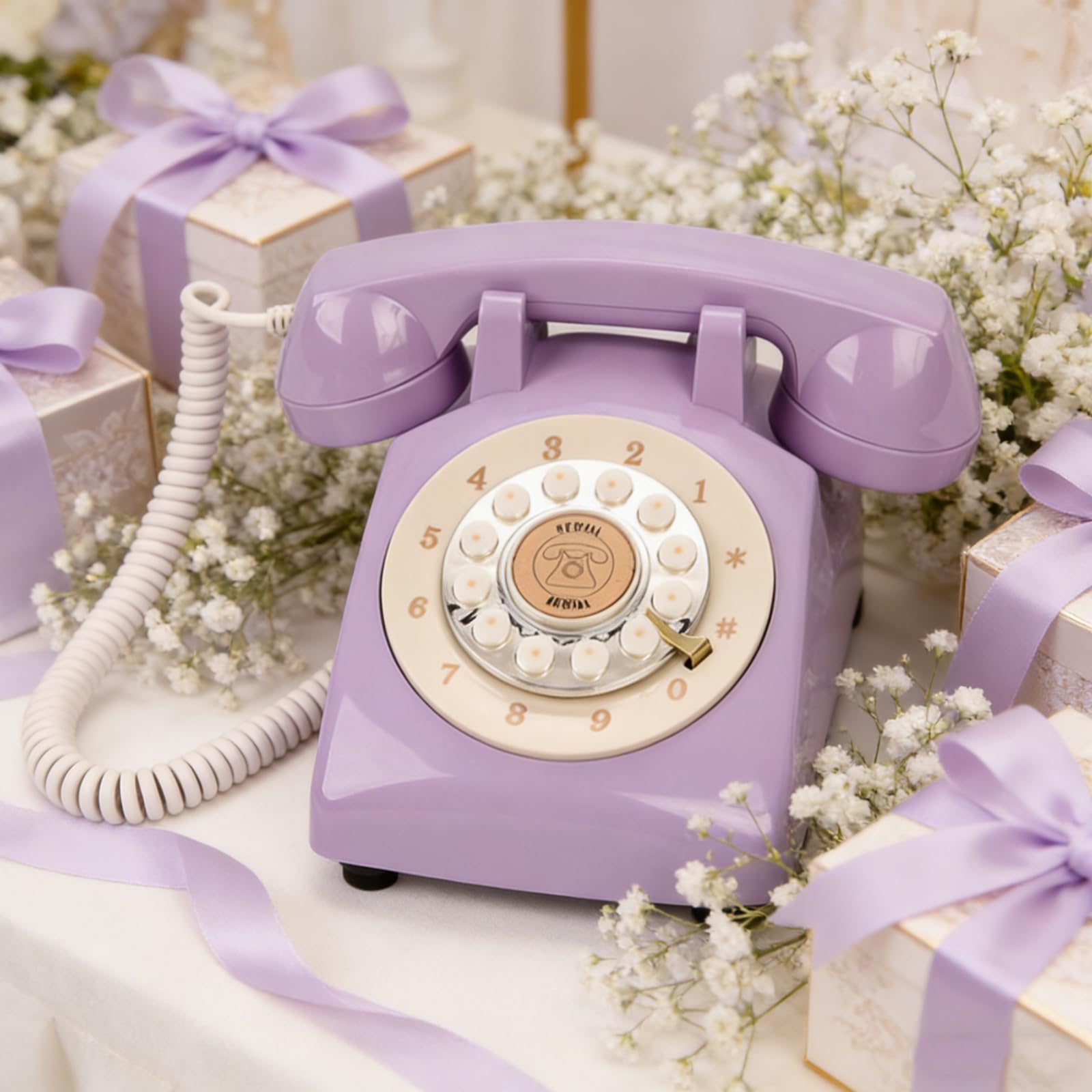 Telefono con quadranti rotanti con registratore per catturare momenti speciali, libro degli ospiti, libro dei messaggi uditivi, registratore telefonico retrò