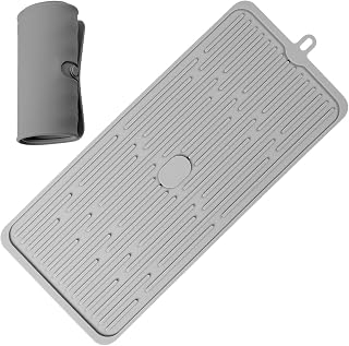 Silicone Dish Drying Mat 18”x8”, Heat Resistant Trivets for Kitchen Counter, Draining Mat, Sink Mat, Hot Pads for Multiple Usage (Light Grey)