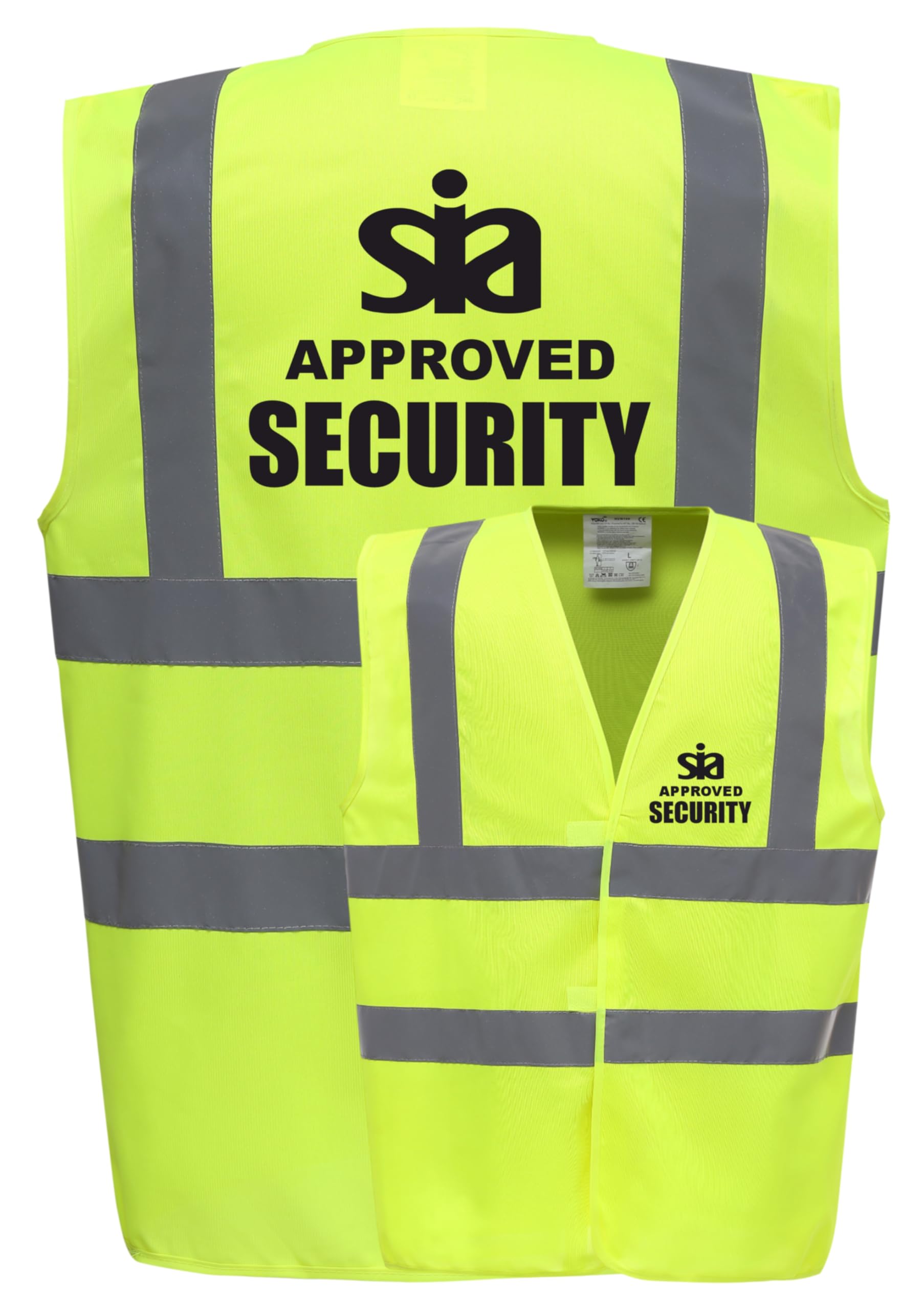 Brook Hi Vis Uk Unisex Yellow Sia Security Printed Hi Vis Vest/Waistcoat, Security Officer, Security Guard, Doorman, Bouncer, Events, Xxxlarge