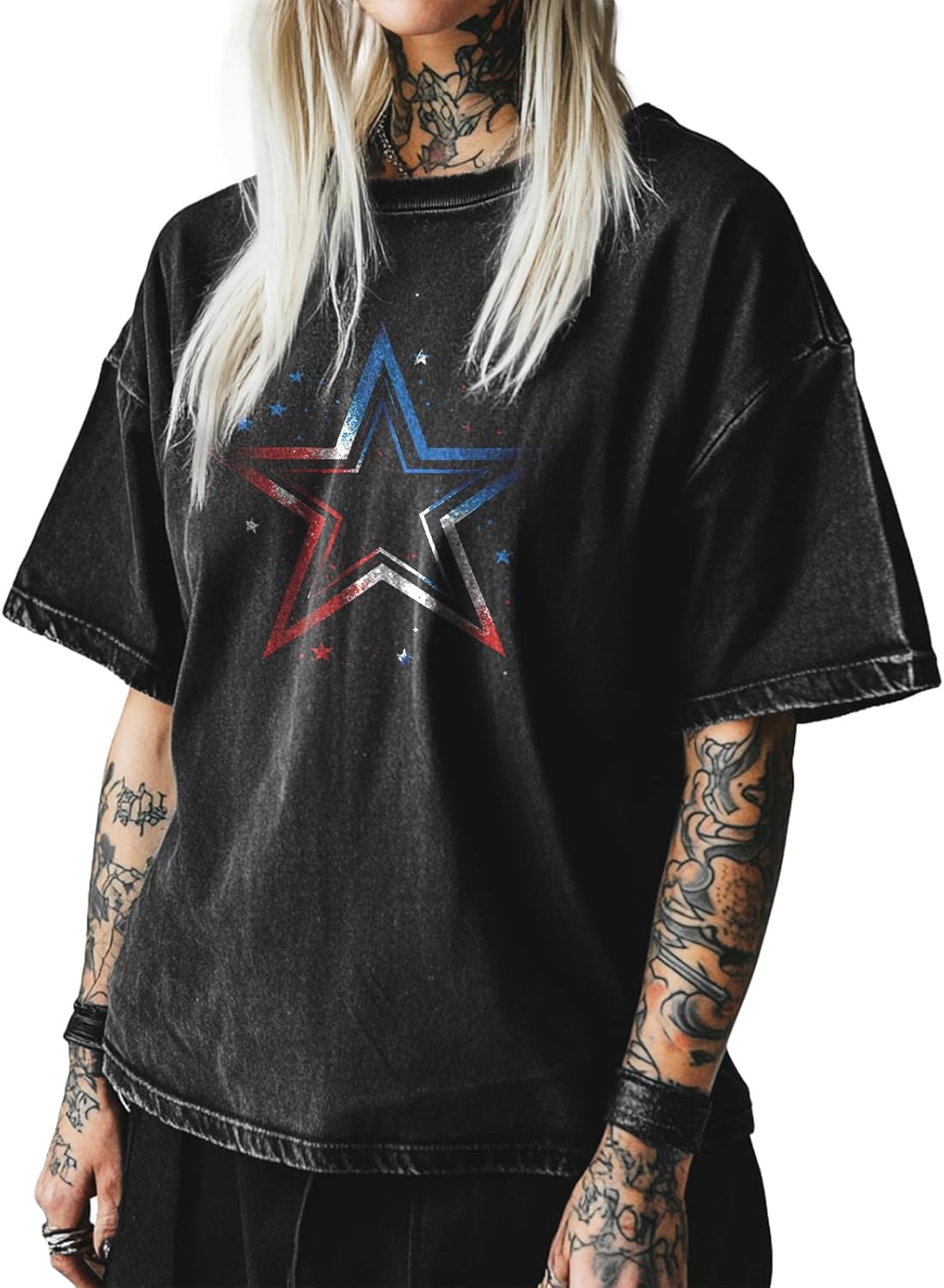 Trendy Shirts for Women Loose Short Sleeve Cotton Plus Size Casual Crew Neck Tees Basic Washed T-Shirts