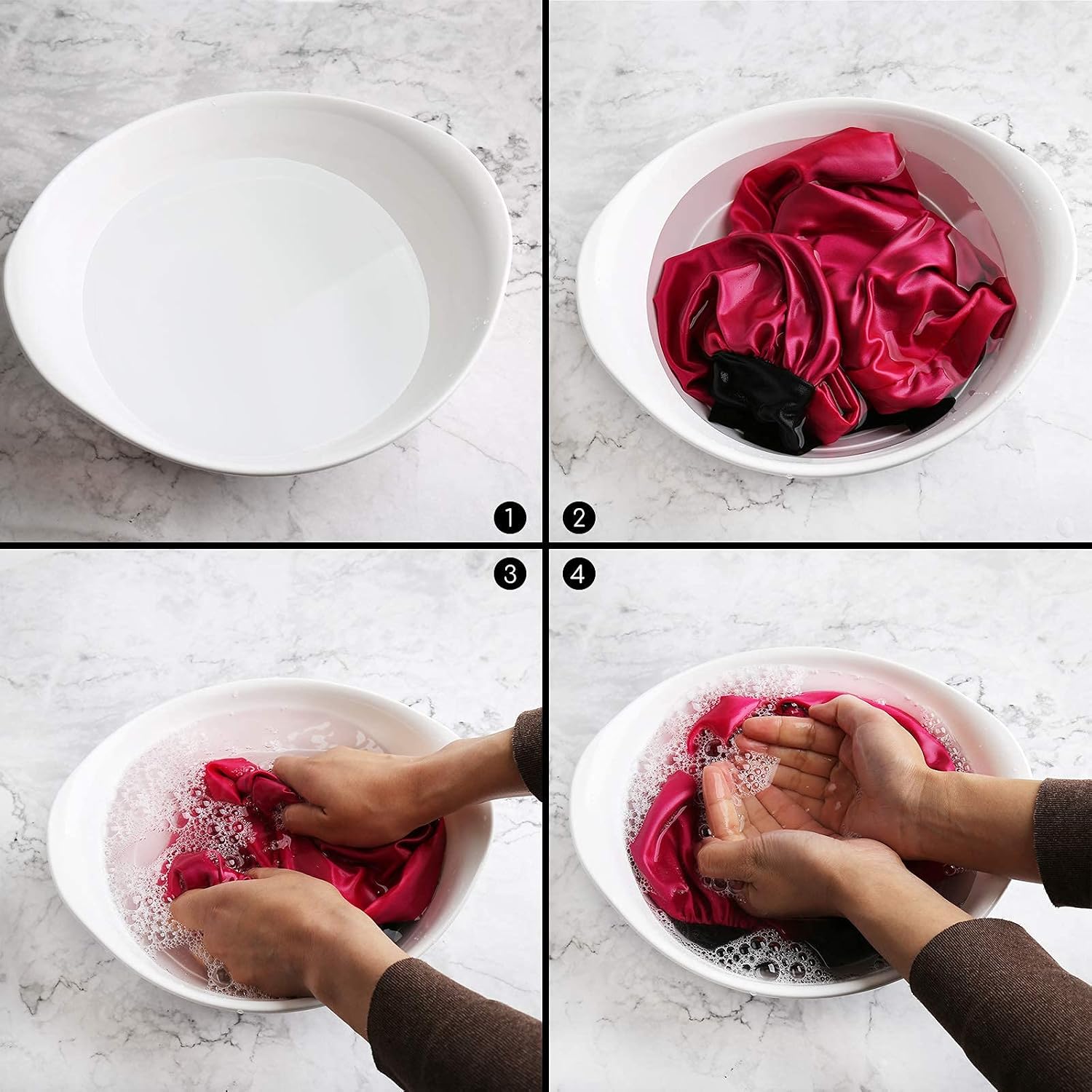 Extra Large Satin Bonnet Sleep Cap for Women, Double Layer Silky Hair Bonnet with Tie Band for Braids/Curly/Long Hair - Rosy Red